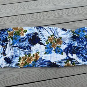 Touch of  Hawaii Blue Wrap Scarf 100% Rayon Swim Cover Beachwear